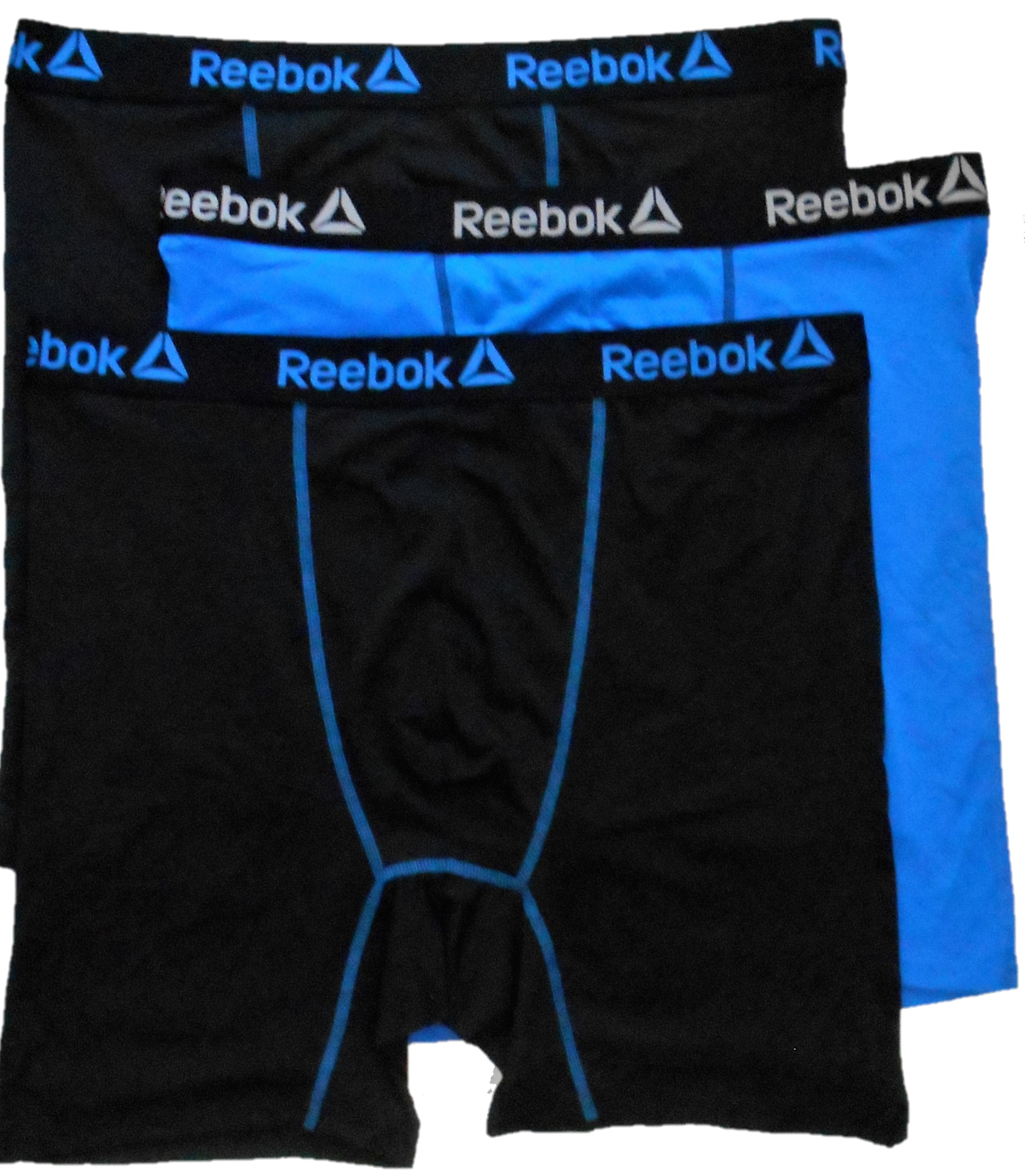 6 Pack Black/Blue/Black 2XL – 4XL Reebok Men’s Underwear – Big and Tall Performance Boxer Briefs Size 3XL