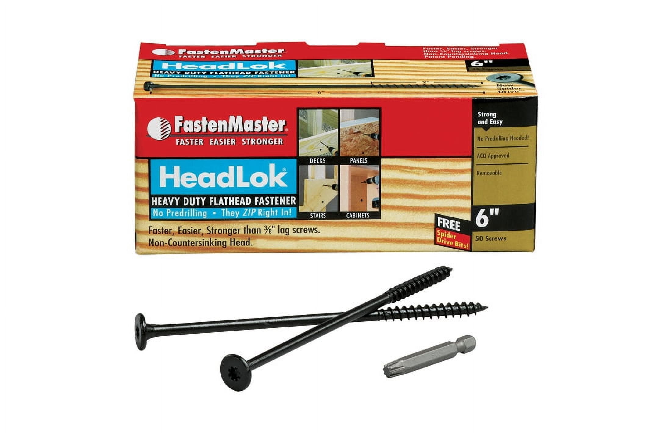 OMG Inc FastenMaster HeadLok 6 In. Structural Wood Screw (50-Count) FMHLGMTT006-50 — Construction & DIY Use, Standard Hardware Spec