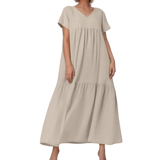 V Neck Irregular Hem Maxi Dress For Women Spring Summer Color Styles In Various Sizes