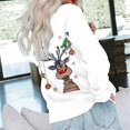 thumbnail image 4 of Chandails en Molleton de Noël pour Adolescentes Mode Féminine Imprimé de Noël Ample Col Rond Manches Longues Blouse avec Poche Hauts Chandail en Molleton Col Rond Femmes en Solde, 4 of 6