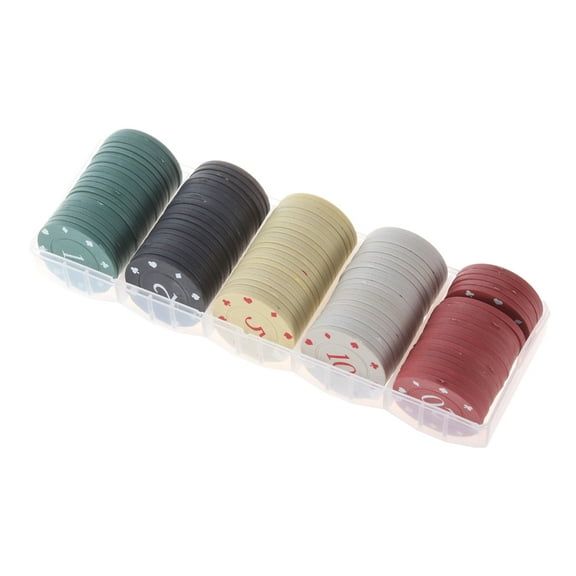 100Pcs Roulettes Game Bingo Chip Plastic Casino Poker Chip Learning Counters Small Poker Chip with Storage Box Enduring