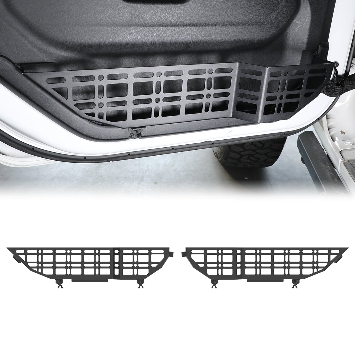 Front Door Pocket Storage Molle Panel Kit for Jeep Wrangler JL 2018-2025,for 2020-2025 Jeep Gladiator JT Steel Plate Material,Snap-In Design,Black Textured Powder Coat