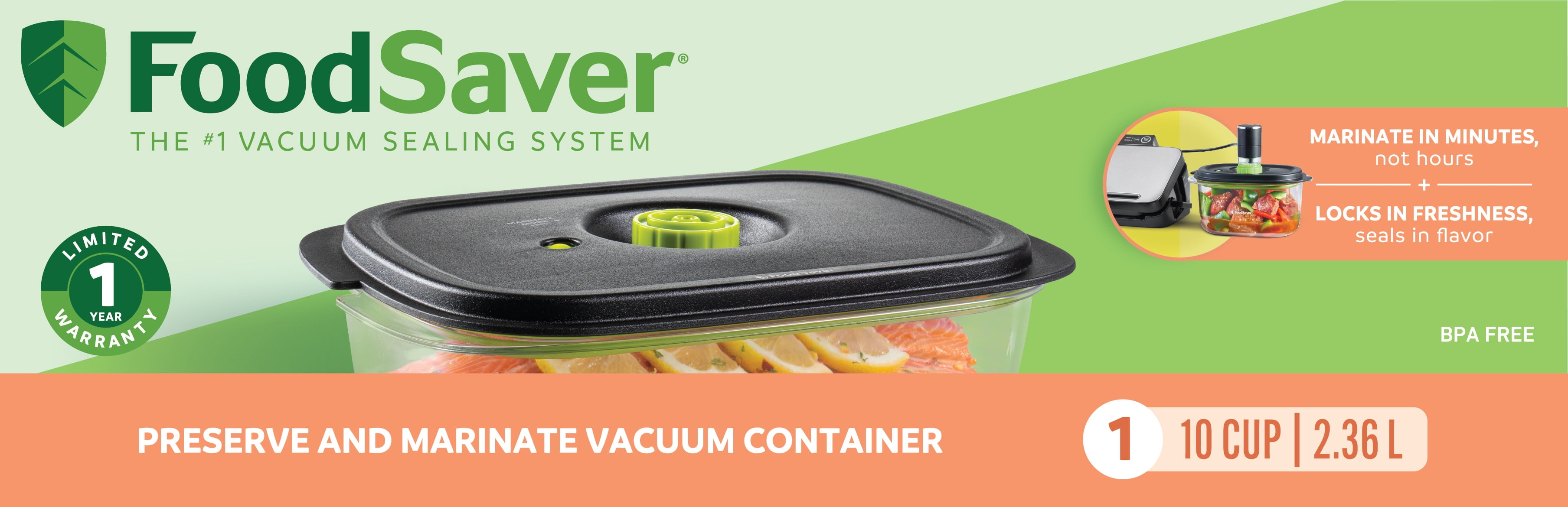 The FoodSaver® Preserve & Marinate Vacuum Seal Containers 