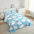 thumbnail image 3 of Manfei Cartoon Ghost Comforter Sets Full Size, Blue White Down Comforter, Kawaii Halloween Reversible Bedding Full Comforter Set, Microfiber Bedroom Decor, 3 Pieces, 3 of 8
