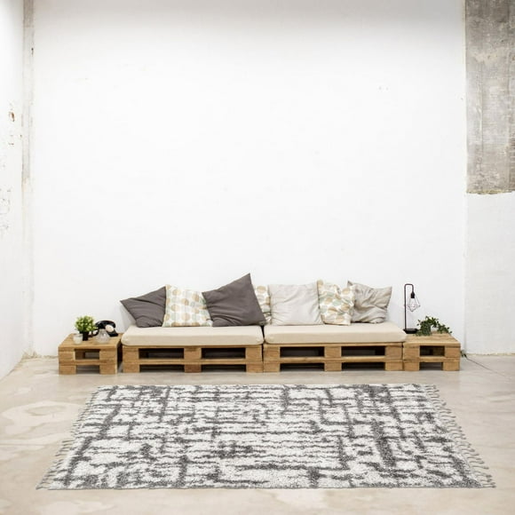 ECARPET Super Soft for Living Room & Bedroom Grammercy Urban Cream, Light Grey Shag