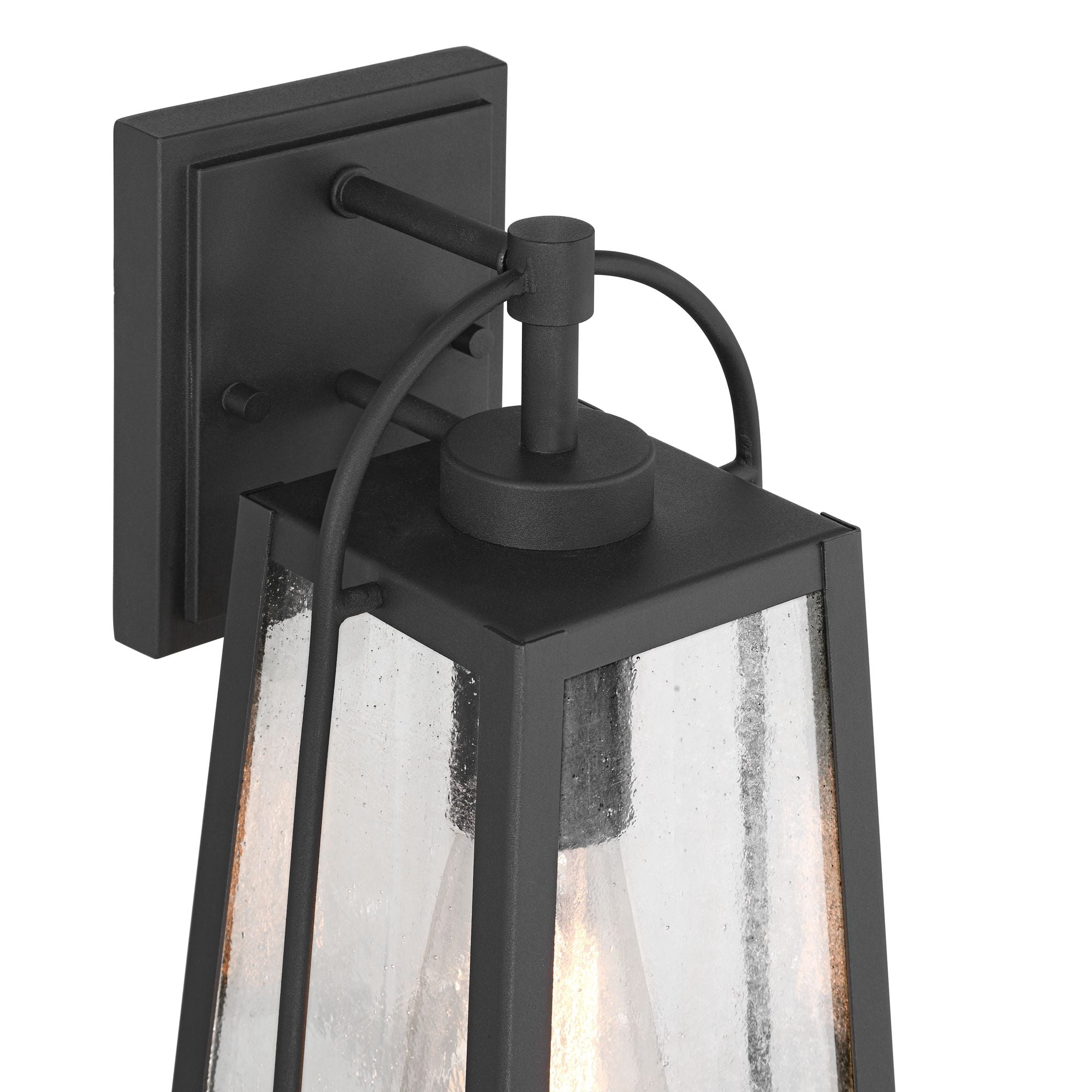 Possini Euro Design Woodley 13" High Modern Outdoor Wall Light Fixture Mount Porch House Set of 2 Sand Black Aluminum Glass Shade