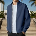 thumbnail image 2 of Fgnfyis Mens Winter Jacket Winter Solid Color Rib Knit Double Zipper Casual Jacket Without Hood Textured for Everyday Wear Coats for Men Navy M, 2 of 4