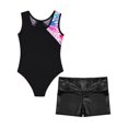 thumbnail image 3 of Hansber Kids Girls Sleeveless Stylish Print Color Block Stretch Bodysuit Dance Unitards with Shiny Colorful Heart 12, 3 of 5