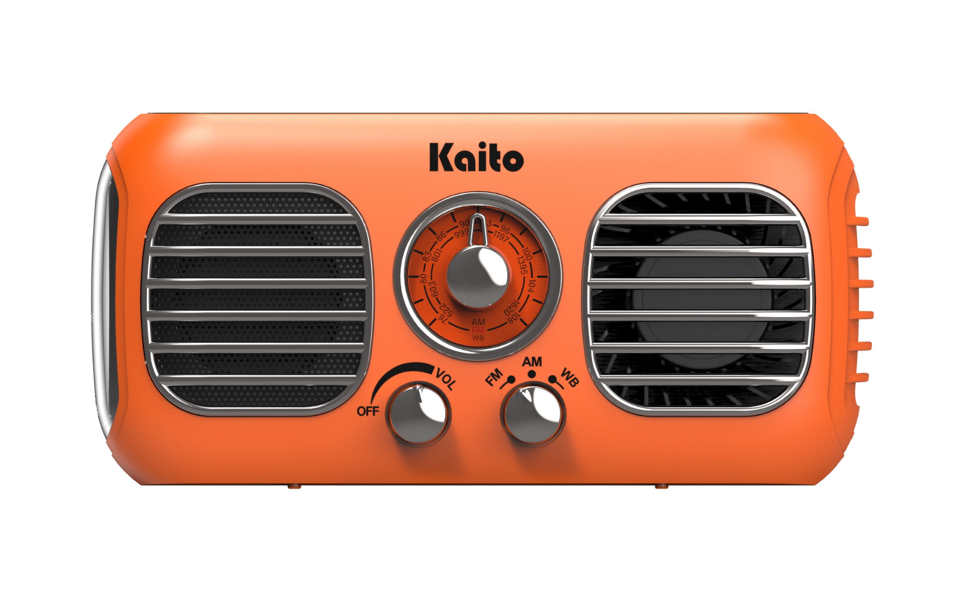 Kaito KA777 AM FM NOAA Weather Emergency Radio with Fan and Flashlight - Orange