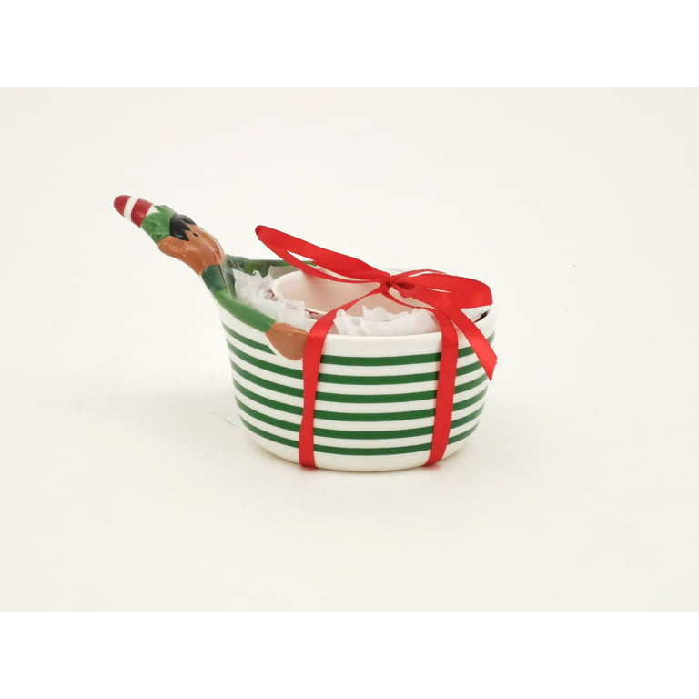 Holiday Time Red and Green Elf Measuring Cups, Stoneware Ceramic