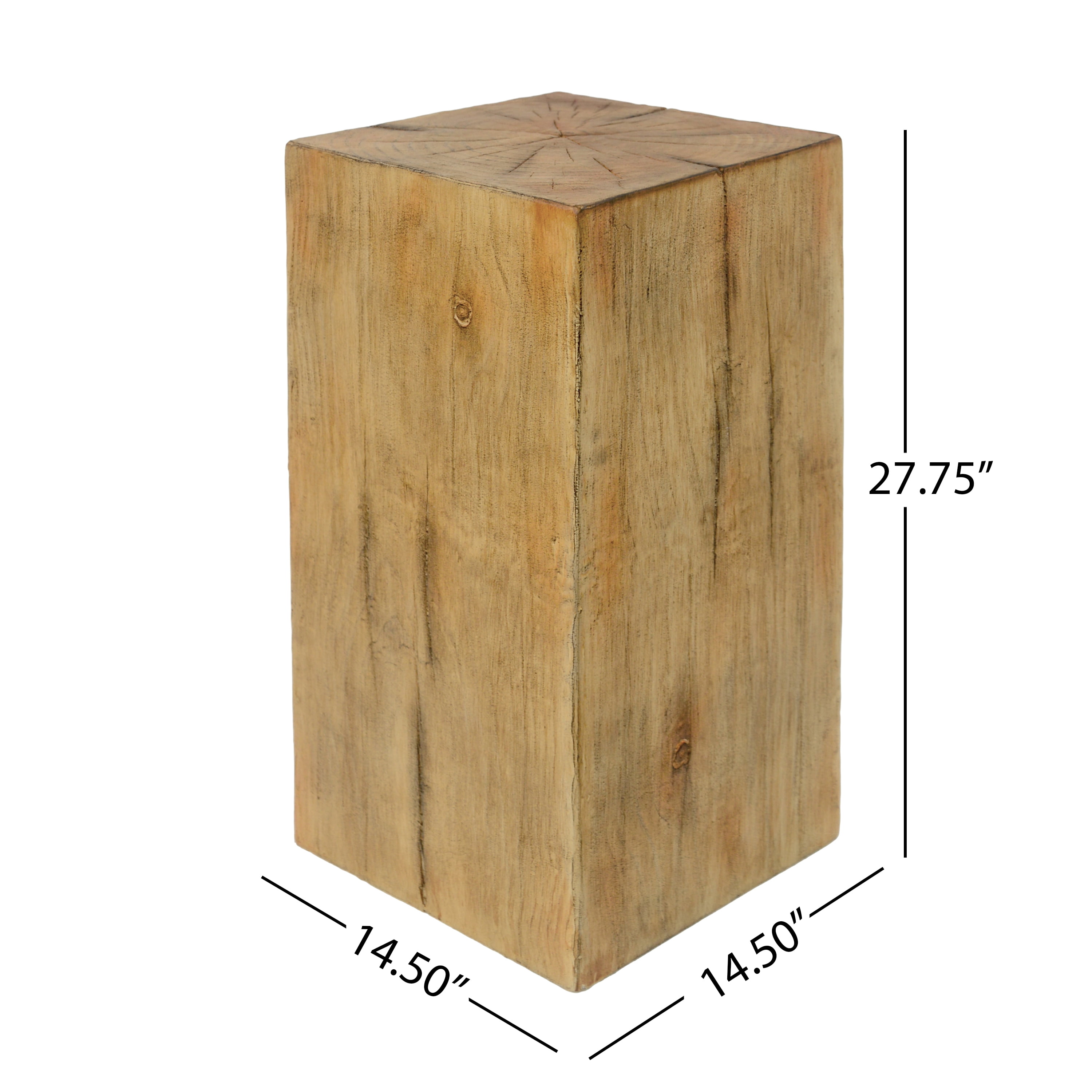 Square-Column End Table, Wood-Look Table for Indoor Outdoor Use, Natural Color