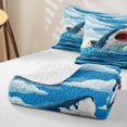 thumbnail image 4 of Manfei Cute Shark Twin Quilt Set, Ocean Oil Printing Twin Coverlet Set, Blue Scene, 2 Pieces, 1 Bedspread and 1 Pillowcase, 4 of 7