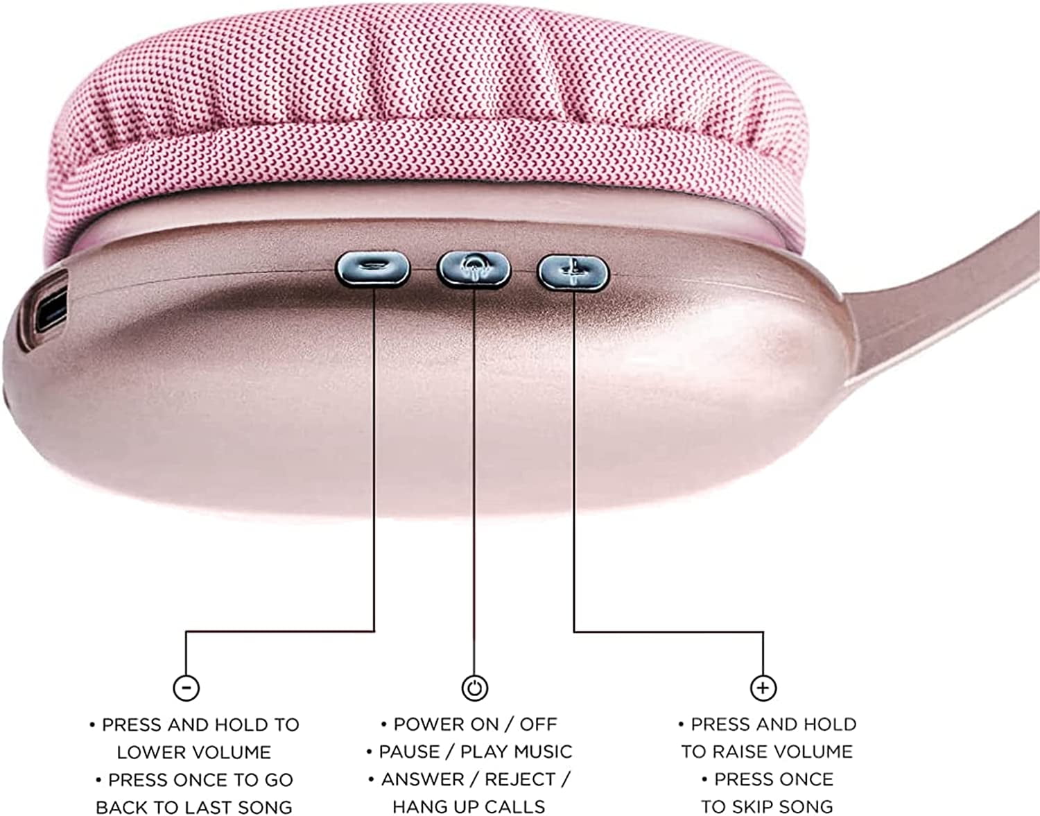 iJoy Ultra Over-ear Wireless Bluetooth Headphones, Noise-canceling (Pink)