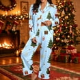 thumbnail image 2 of Womens Christmas Pajama Set Long Sleeve Collared Sleep Shirt and Lounge Pants Festive Holiday Loungewear Outfit for Home, 2 of 5
