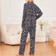 thumbnail image 4 of Puntoco Ropa de dormir para mujer Conjuntos de pijamas informales de moda con bolsillos estampados y manga larga con cintura elástica, 4 of 4