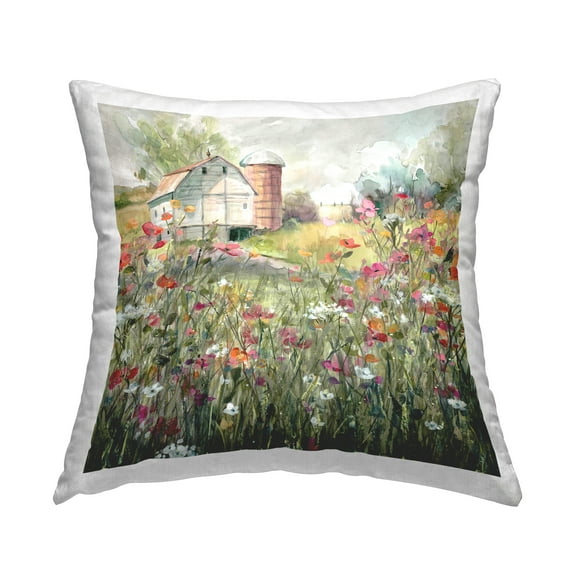 Stupell Industries Scenic Farm in Bloom Decorative Printed Throw Pillow Design by Carol Robinson.
