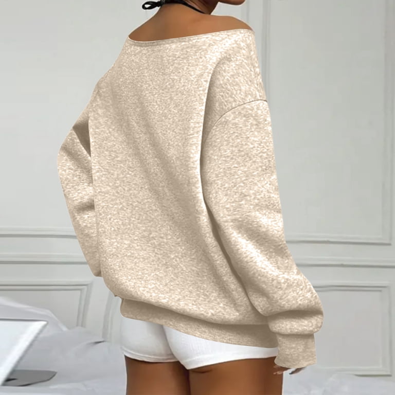 Drmagiyhm Womens Off Shoulder Sweatshirt Plus Size Long Sleeve