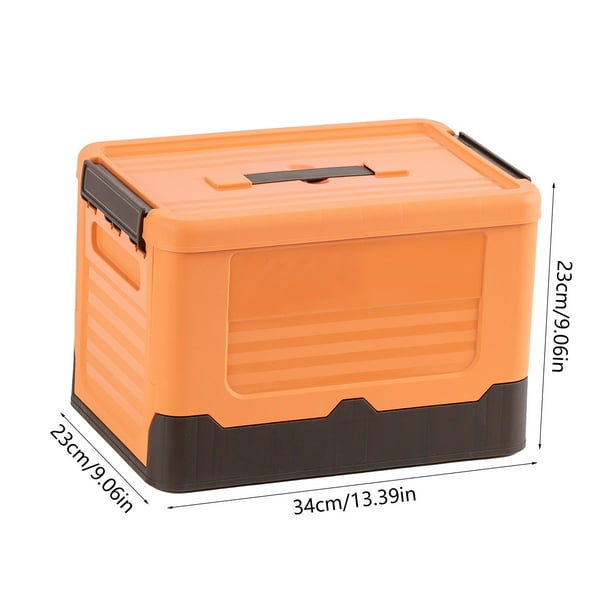 Orange Multi-Compartment Storage Container With Locking Clasps And
