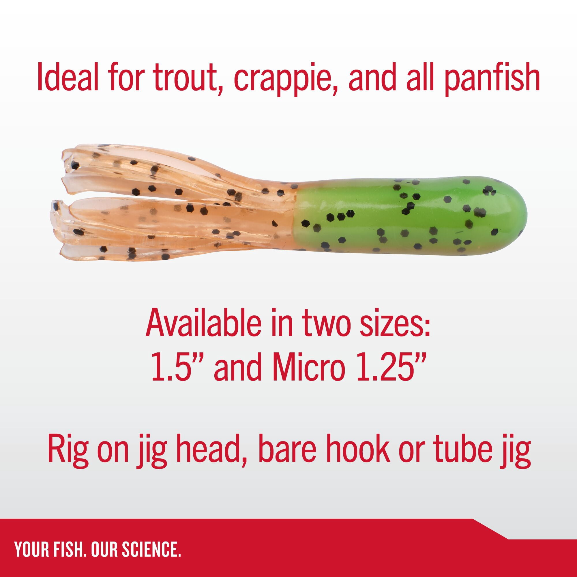 Berkley PowerBait® Atomic Tubes, 1.25 in, Tubes, Clear Brown Red Fleck (20 Count)