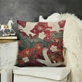thumbnail image 2 of Japanese Throw Pillow Cover,Asian Oriental Two Cranes and Chrysanthemums Japan Wave Floral Pattern Decorative Pillow Cases Square Cushion Covers for Home Sofa Couch, 2 of 5