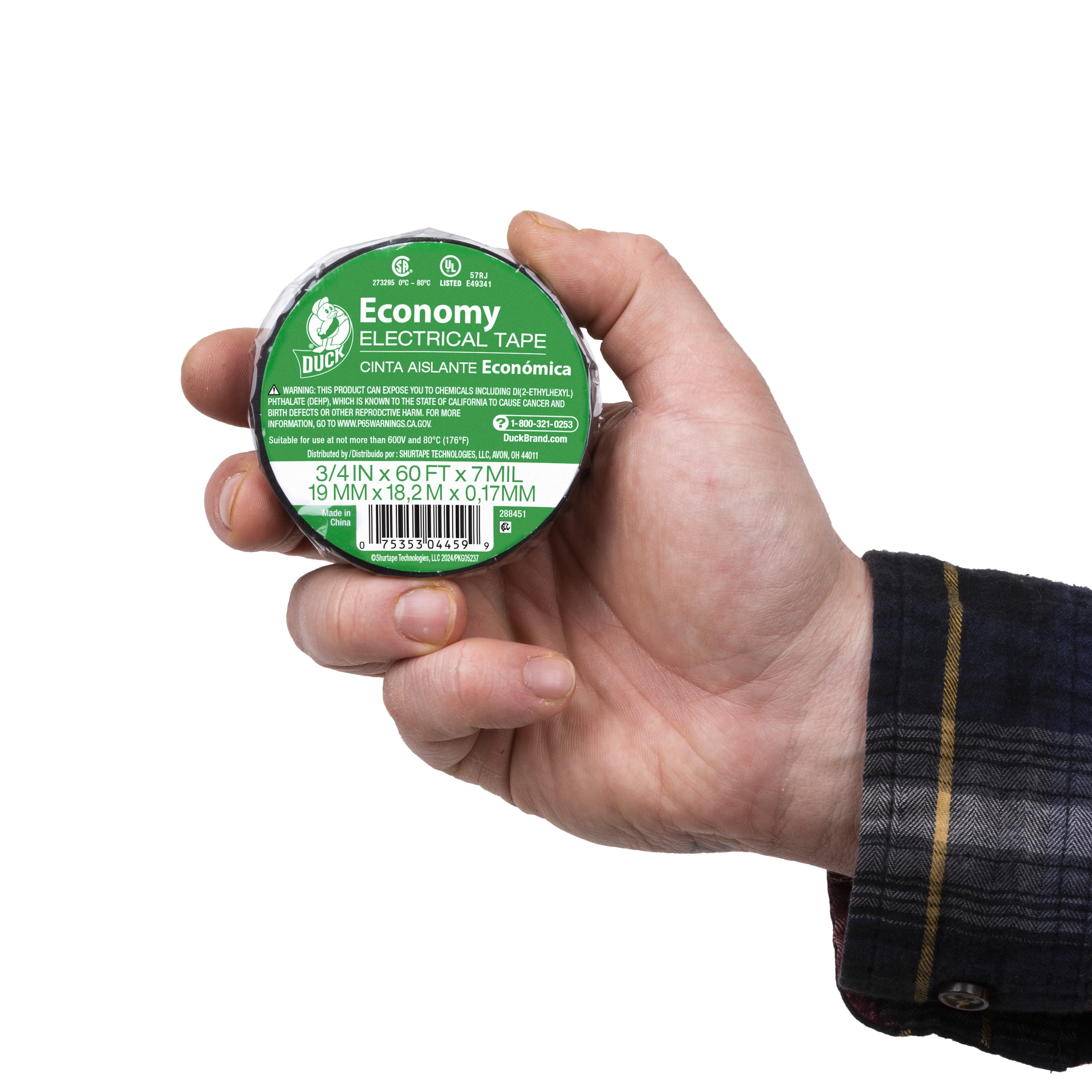 (4 pack) Duck Brand 0.75" x 60 ft. x 7 mm, Black Auto Electrical Tape
