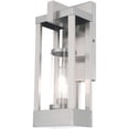 thumbnail image 4 of 6.25 inch 1 Light Brushed Nickel Outdoor Wall Lantern Pendant Lighting Fixture with Cylinder Clear Glass Shade backed with Solid Brass material for patio, front porch, entryway and more, 4 of 5