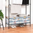 thumbnail image 3 of Yayeee Foldable Storage Basket for Shelves with Handles Waterproof Cloth Bins, White Hand Drawn Sailboats, 3 of 7