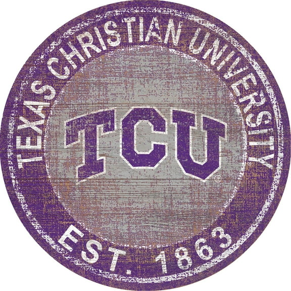 TCU Horned Frogs 24'' Round Heritage Logo Sign