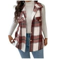 thumbnail image 2 of Plus Size Checkered Vests for Women Sleeveless Shacket Vintage Plaid Jacket Lightweight Cardigans with Collar, 2 of 6