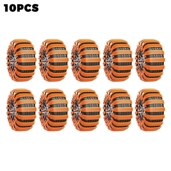 Car Snow Chains - Anti Skid Tire Traction Straps, Quick Install - 10 Pack - for Winter Emergency Driving