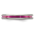 thumbnail image 3 of Grey Titanium Ring Band Wedding Pink Grooved Sapphire (Colors) Round, 3 of 7