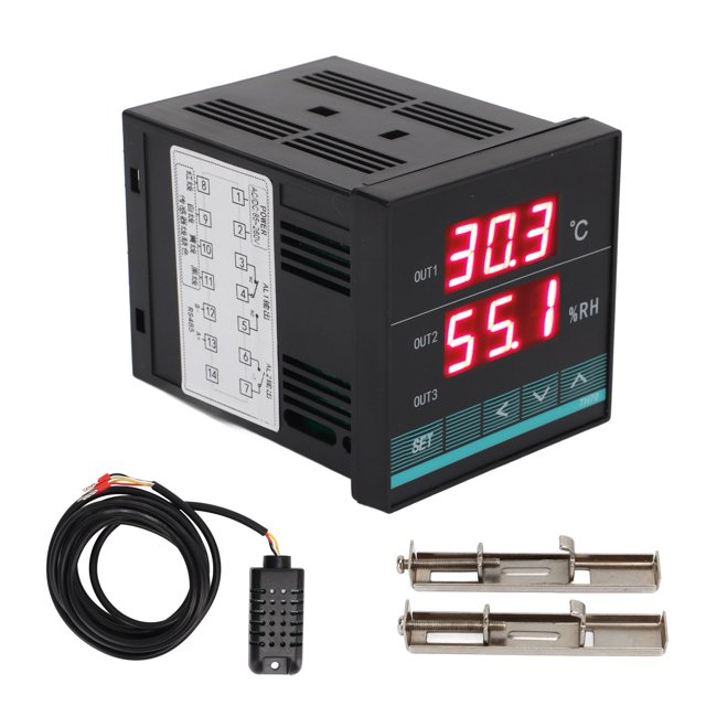 Controlador de temperatura Termostato de humedad digital con pantalla dual Regulador de humedad constante con función de alarma