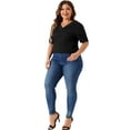 thumbnail image 3 of DARING DIVA Women's Plus Tops V Neck Pullover Knitted Casual Blouses 2X Black, 3 of 6