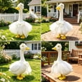 thumbnail image 4 of SHENGXINY Porch Goose Outfit, Bridal Tulle Tutu with Daisy Flower Headband for Patio Garden Lawn Home Decorations White 23 in, 4 of 6