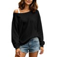 thumbnail image 5 of yillto Women's off Shoulder Tops Long Sleeve Shirts Loose Fashion Casual Pullover Tunic Top, 5 of 7
