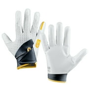 Grip Boost Stealth Dual Color Football Gloves Boys - Youth Sizes (White/Gold, Youth Medium)