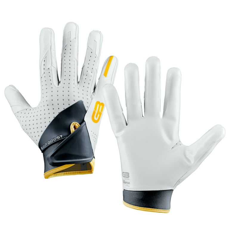 White and store gold football gloves