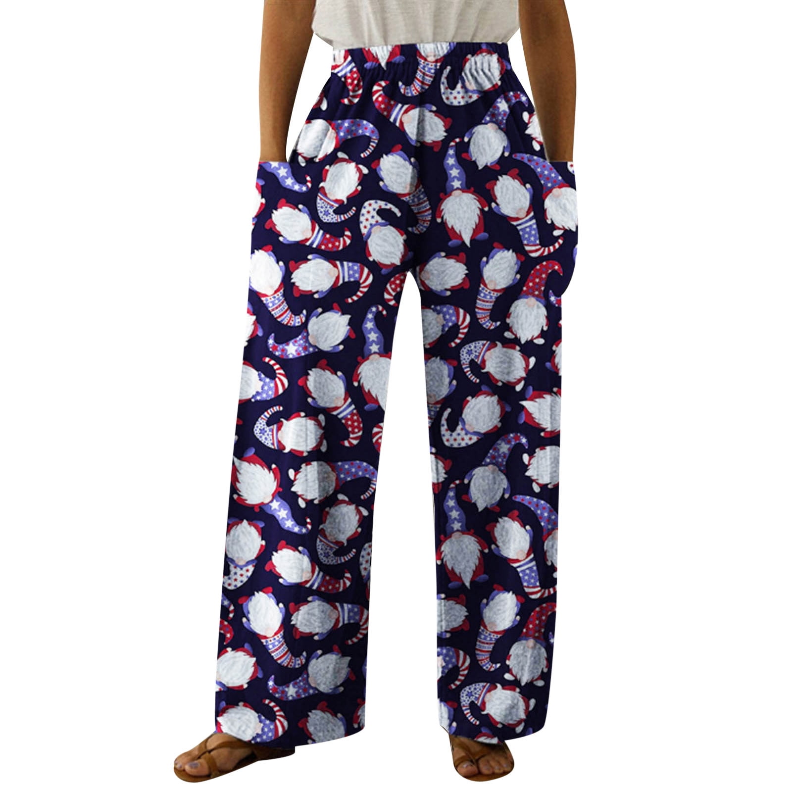 flash print loose straight pants