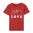thumbnail image 3 of Womens Short Sleeve T-Shirts, Love Heart Printed Valentines Day Outfits Ladies Casual Crew Neck Summer Tee Tops (M, Red #B), 3 of 6
