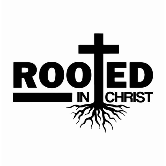 Vinyl Wall Art Decal - Rooted In Christ - 17" x 24" - Modern Inspirational Spiritual Religious Quote Sticker For Home Church Living Room Bedroom Decor (Black)
