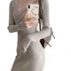 thumbnail image 3 of Vestido suéter de mujer Vestido de punto de color puro ajustado de manga larga para otoño invierno, 3 of 8
