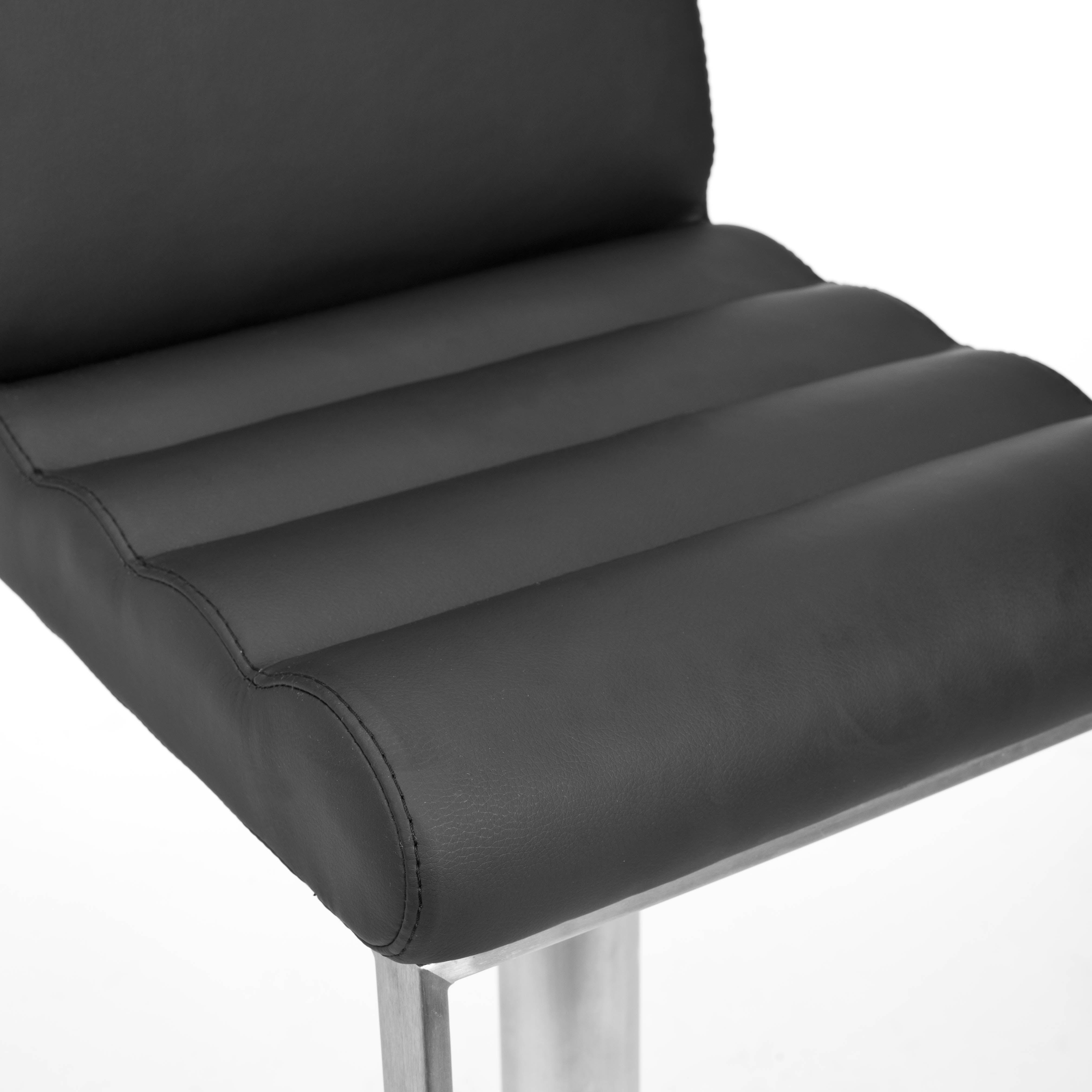 SAFAVIEH Stanley Regenerated Leather Bar Stool, Gas Lift, 42", Black