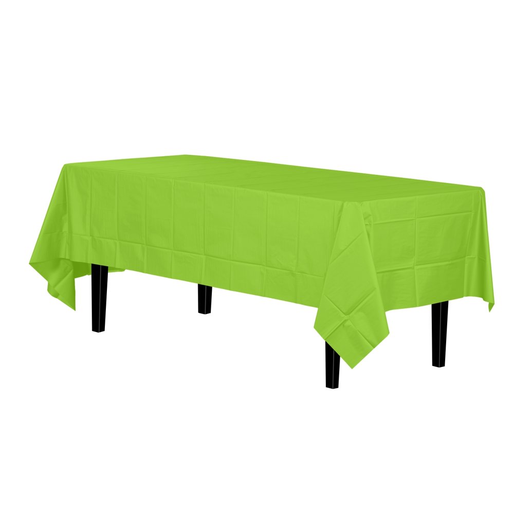 Exquisite 12 Pack Premium Rectangular Plastic Tablecloth, Lime Green