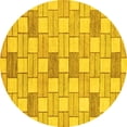 thumbnail image 1 of Ahgly Company Machine Washable Indoor Round Abstract Yellow Modern Area Rugs, 7' Round, 1 of 4