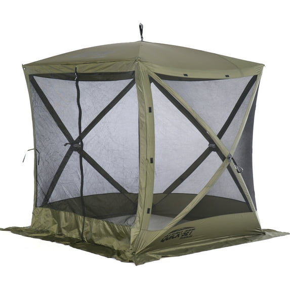 Open Box CLAM Quick Set Traveler Portable Camping Gazebo Canopy Shelter, Green