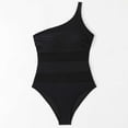 thumbnail image 3 of Ticikt Elegant One Shoulder Monokini Swimsuit With Sheer Mesh Insert Solid Color Bathing For,Color:Black,Size:M, 3 of 6