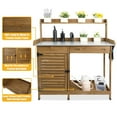 thumbnail image 5 of PETSCOSSET Brown Wood Garden Potting Bench, Galvanized Metal Tabletop, 5 of 10