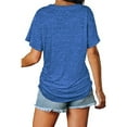 thumbnail image 3 of SHIBEVER Womens T Shirts V Neck Short Sleeve Casual Loose Tees Tops for Women Clothes Side Shirring Basics Tshirts Pleated Tunics Solid Color Blue Size XL, 3 of 9