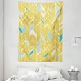 thumbnail image 1 of Yellow Chevron Tapestry, Herringbone Pattern Zig Zag Lines in Hand Drawn Doodle Art Style, Wall Hanging for Bedroom Living Room Dorm Decor, 60W X 80L Inches, Pale Blue Mustard, by Ambesonne, 1 of 2