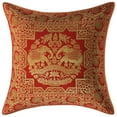 thumbnail image 2 of Stylo Culture Ethnic Couch Brocade Red And Gold Throw Pillow Covers 16x16 Jacquard Weave Banarsi Outdoor Pillow Covers Elephant Floral 40x40 cm Decorative Cushion Covers (Set Of 5), 2 of 4